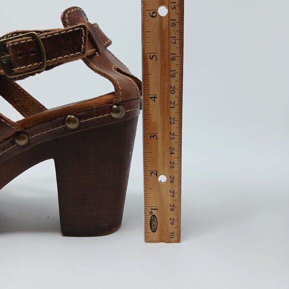 Sbicca UNISON Brown Leather Platform Clog Sandals Size 40 Made in Italy Chunky - Picture 15 of 16